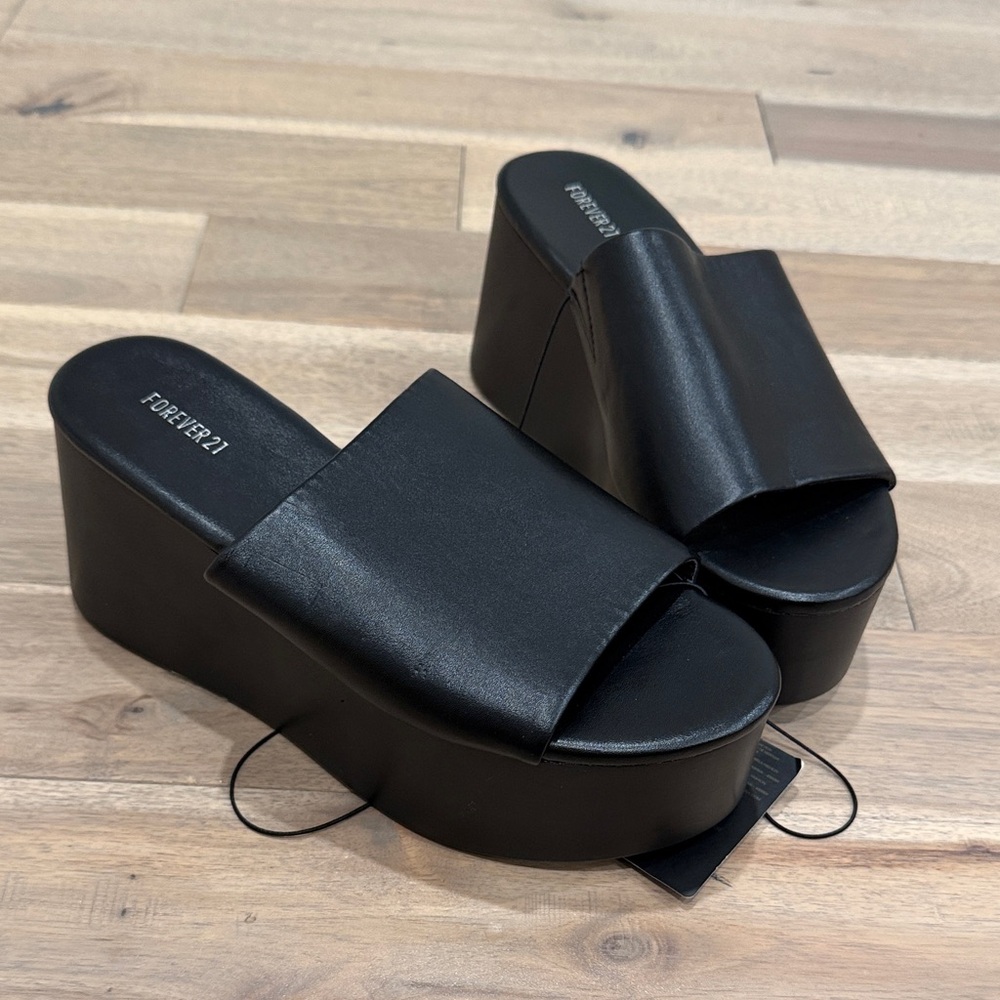 Forever 21 Black Platform Wedge heel Sandals 2 for $20